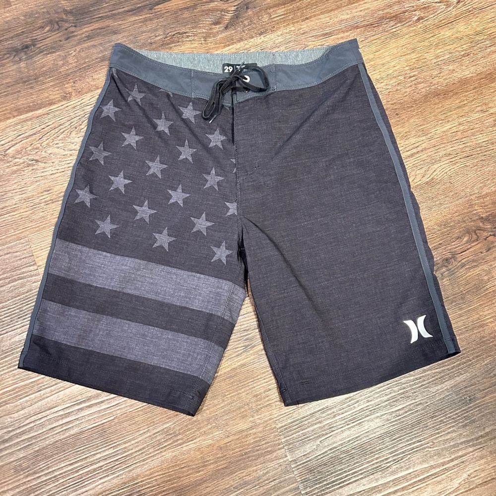 Hurley Phantom Mens Board Shorts 29 Grey American Flag Stars Stripes AO2776